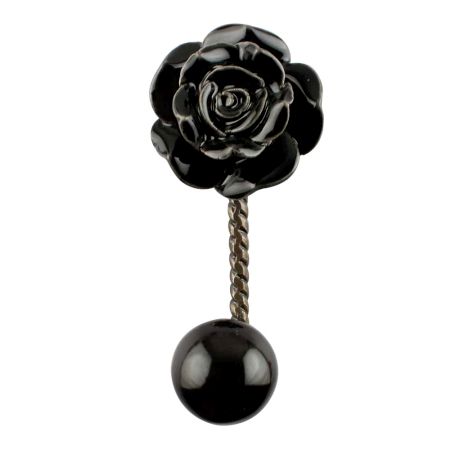 Black Rose Ceramic Iron Wall Hook in Antique Fitting 